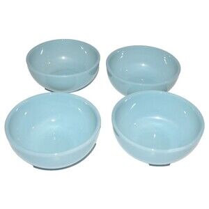 Vtg Anchor Hocking Fire King Delphite Blue Milk Glass Soup Cereal Bowl 5" Set 4